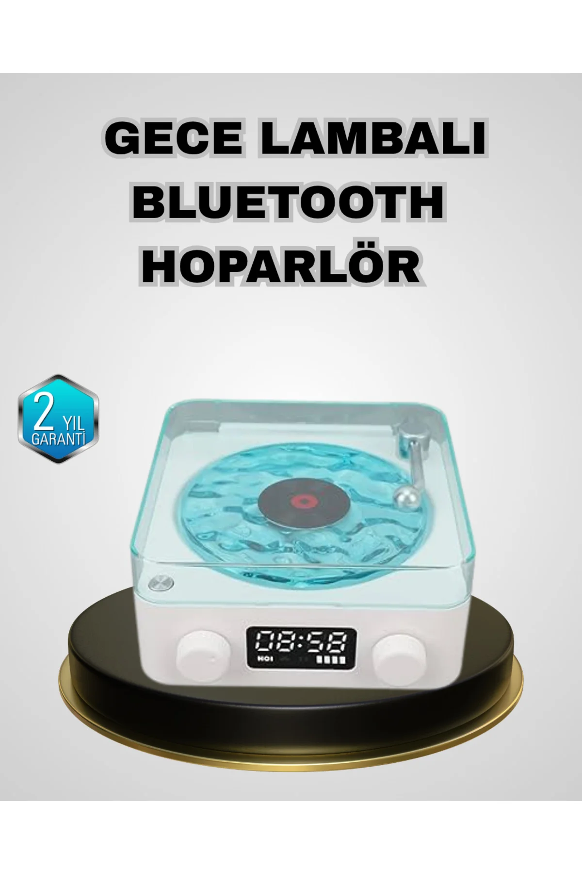 Bluetooth Hoparlörlü Gece Lambası Dijital Saat Ekranlı Su Dalgası
