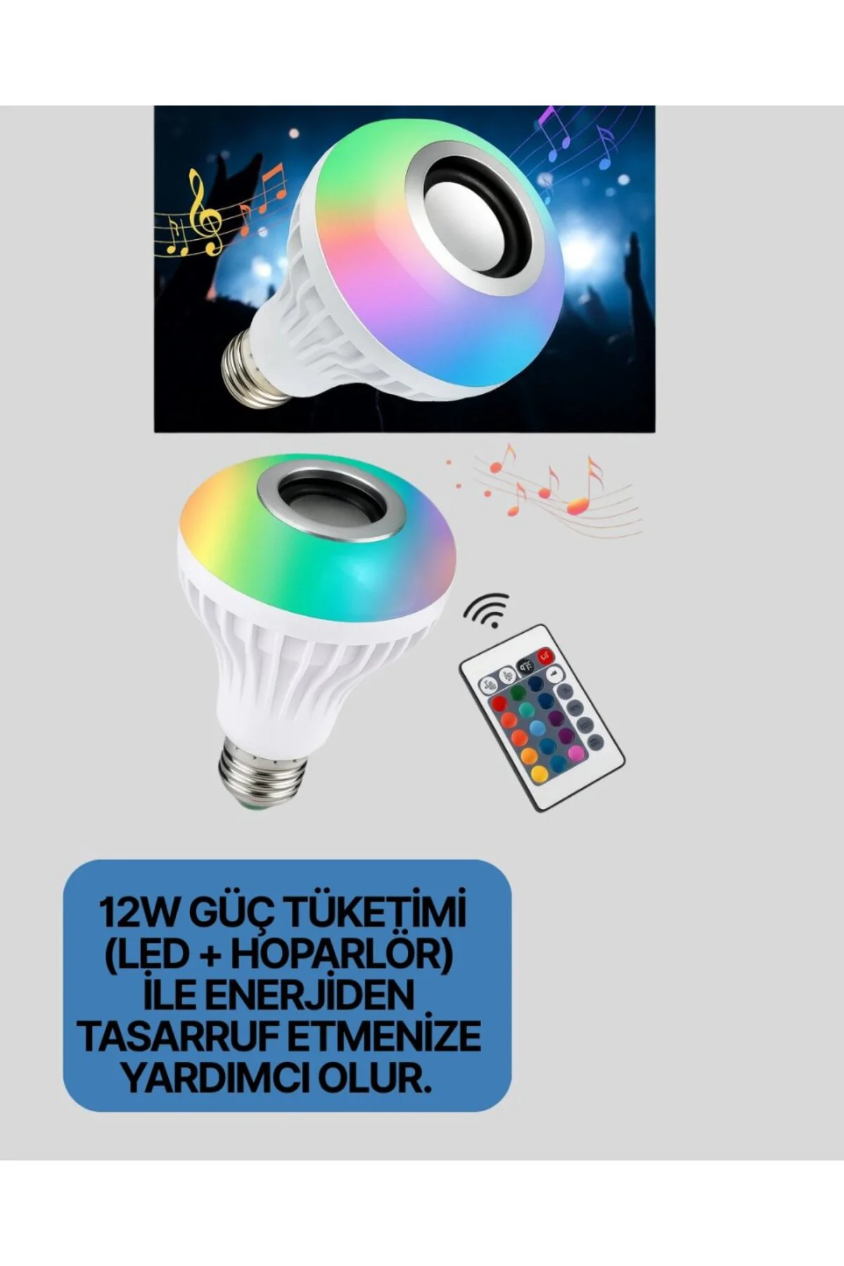 Bluetooth Hoparlörlü Led Ampul – 12w Enerji Tasarruflu