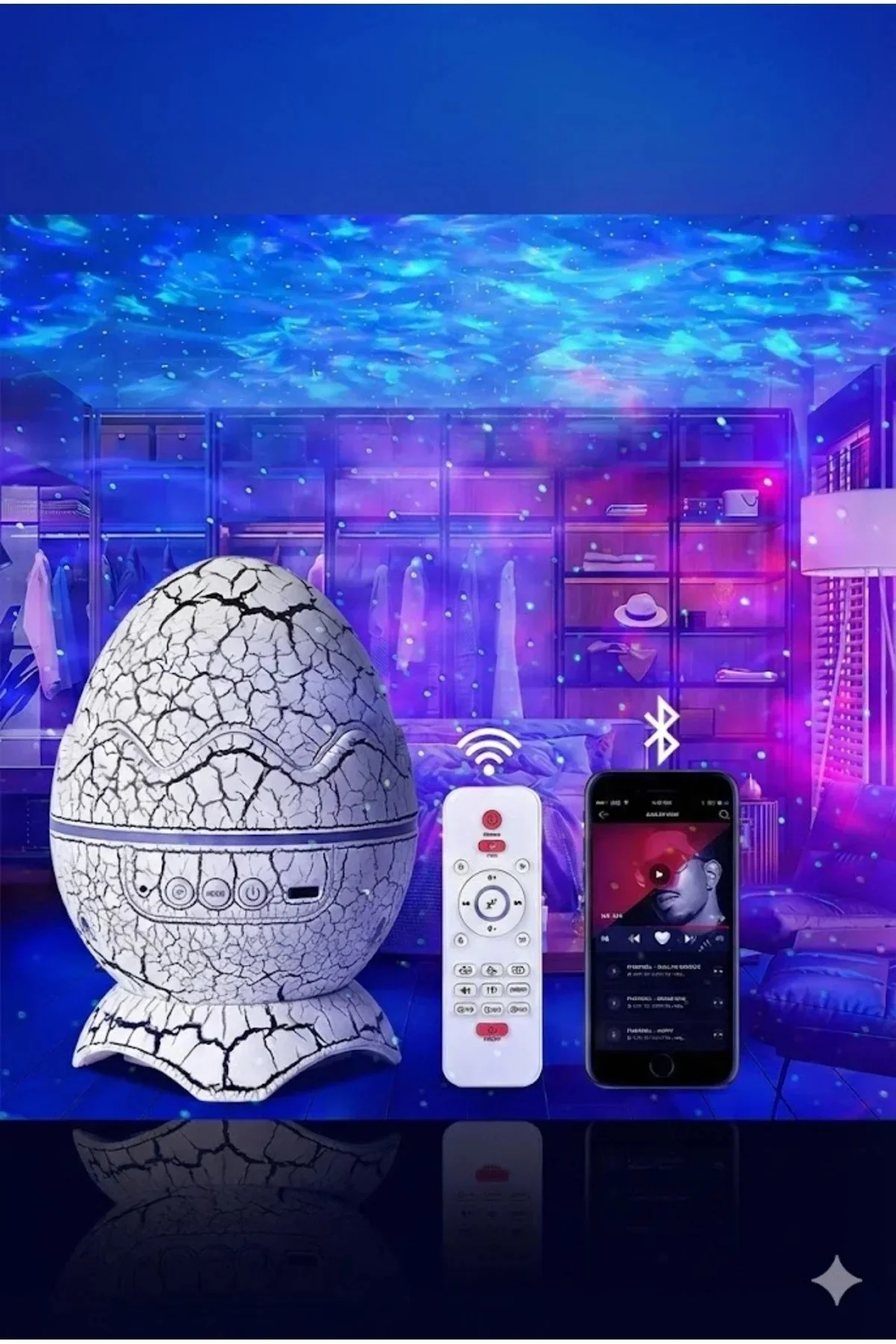 Bluetooth Hoparlörlü RGB Gece Lambası – Dinazor yumurtası Işıklı, Uzaktan Kumandalı Dekor Lamba Bluetooth Hoparlörlü RGB Gece Lambası – Dinazor yumurtası Işıklı, Uzaktan Kumandalı Dekor Lamba