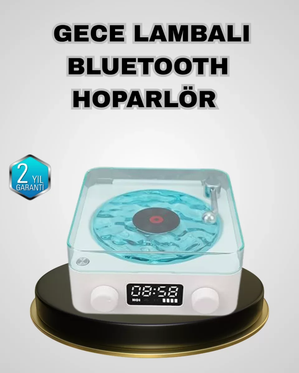 Bluetooth Hoparlörlü Gece Lambası Dijital Saat Ekranlı Su Dalgası Efektli Dekoratif - Lisinya Bluetooth Hoparlörlü Gece Lambası Dijital Saat Ekranlı Su Dalgası Efektli Dekoratif - Lisinya