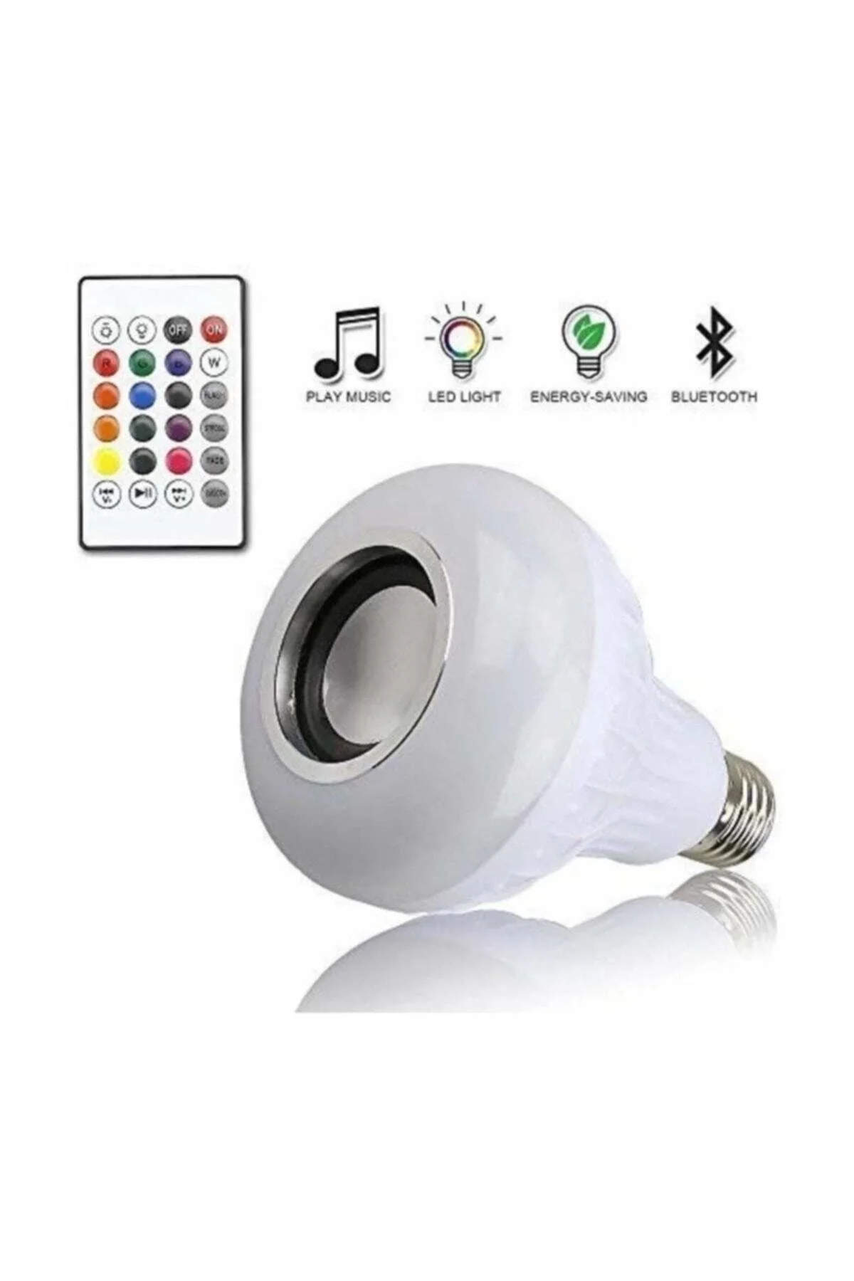 Bluetooth hoparlörlü ve uzaktan kumandalı beyaz LED lamba, 2 yıl garantili - Elektronik