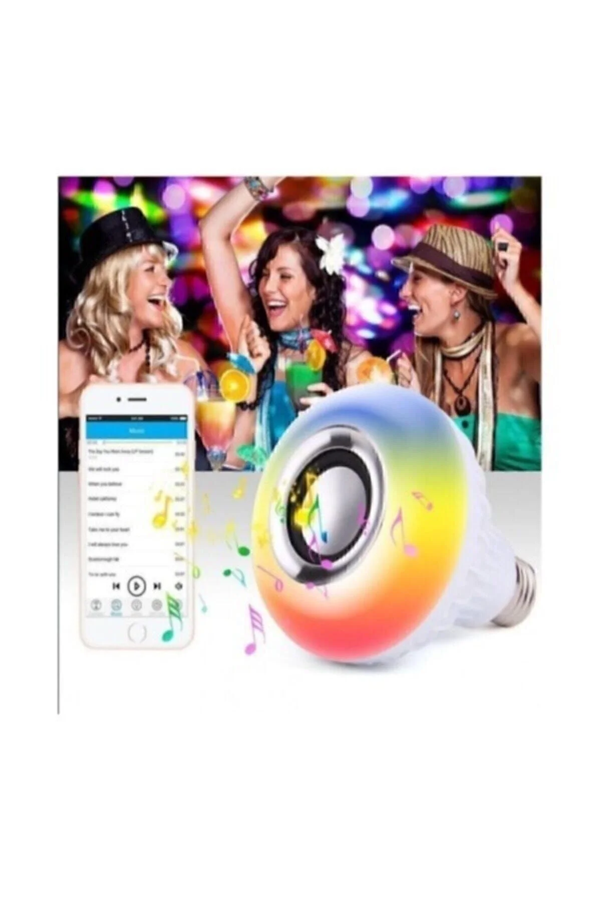 Bluetooth hoparlörlü uzaktan kumandalı led ışık beyaz renkli 7 renk ışık seçeneği