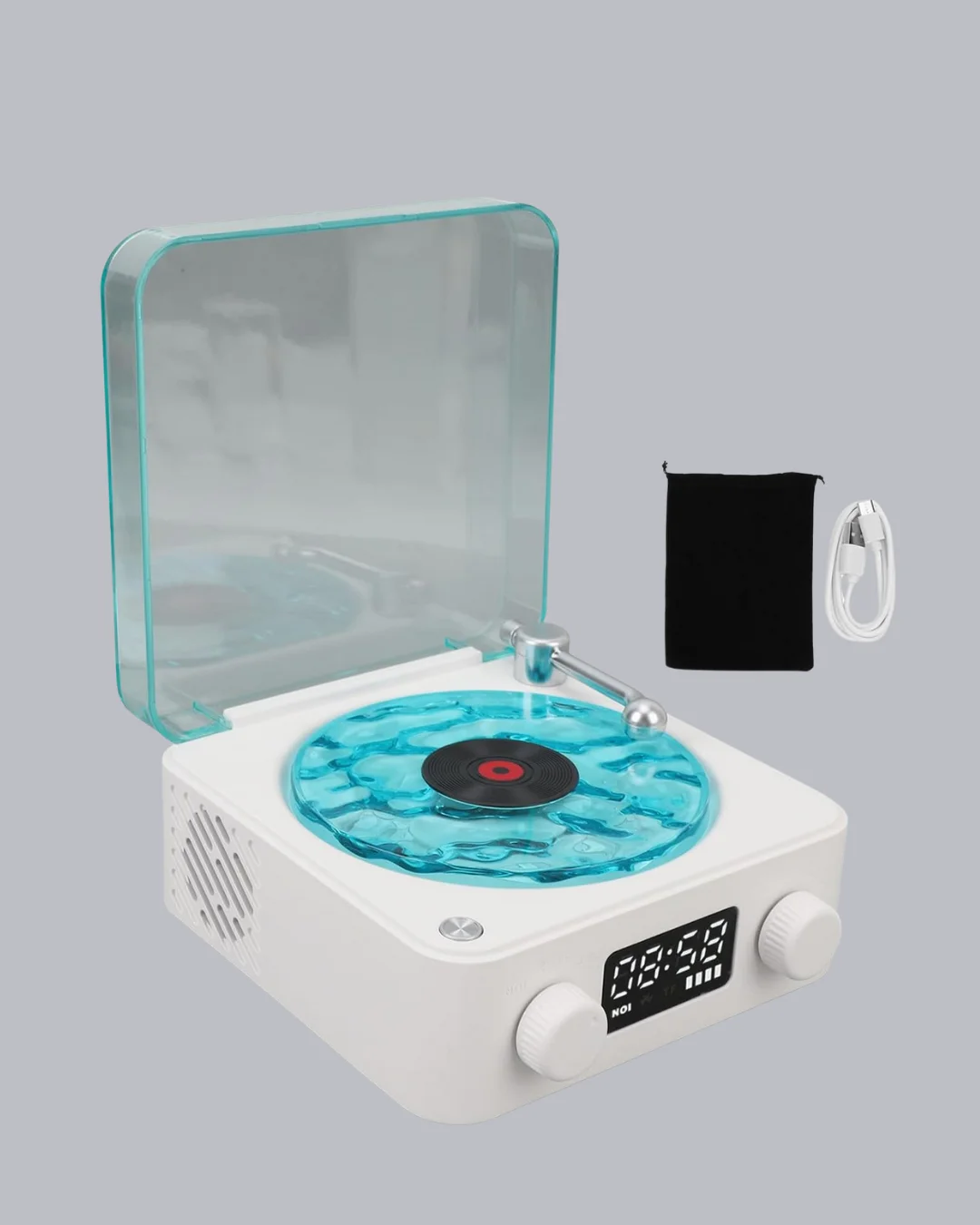 Bluetooth Hoparlörlü Gece Lambası Dijital Saat Ekranlı Su Dalgası Efektli Dekoratif