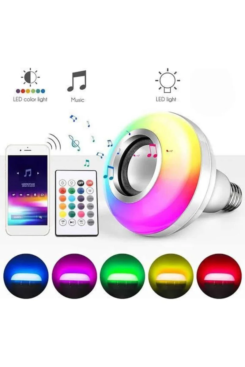 Bluetooth Hoparlörlü Akıllı RGB LED Ampul - Kablosuz Müzik ve Renk Değiştirme