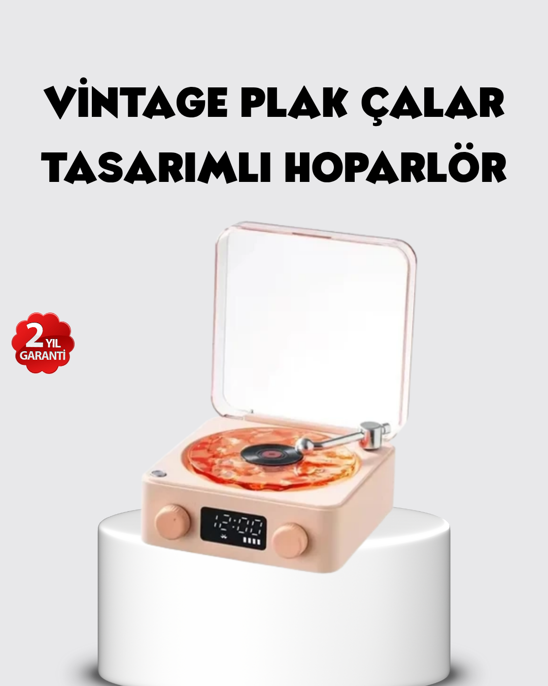 Bluetooth Hoparlörlü Gece Lambası Dijital Saatli Şeffaf Su Dalgas