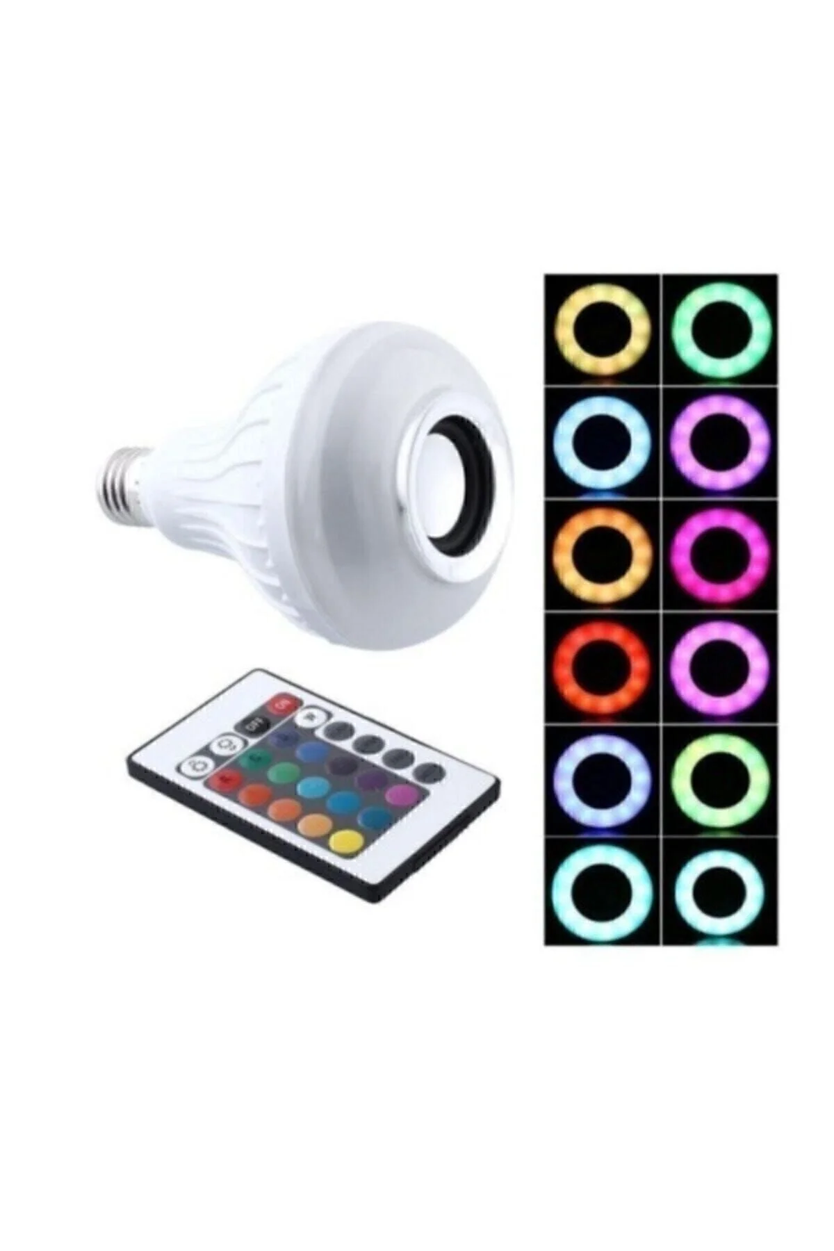 Bluetooth hoparlörlü uzaktan kumandalı led ışık beyaz renkli 7 renk ışık seçeneği