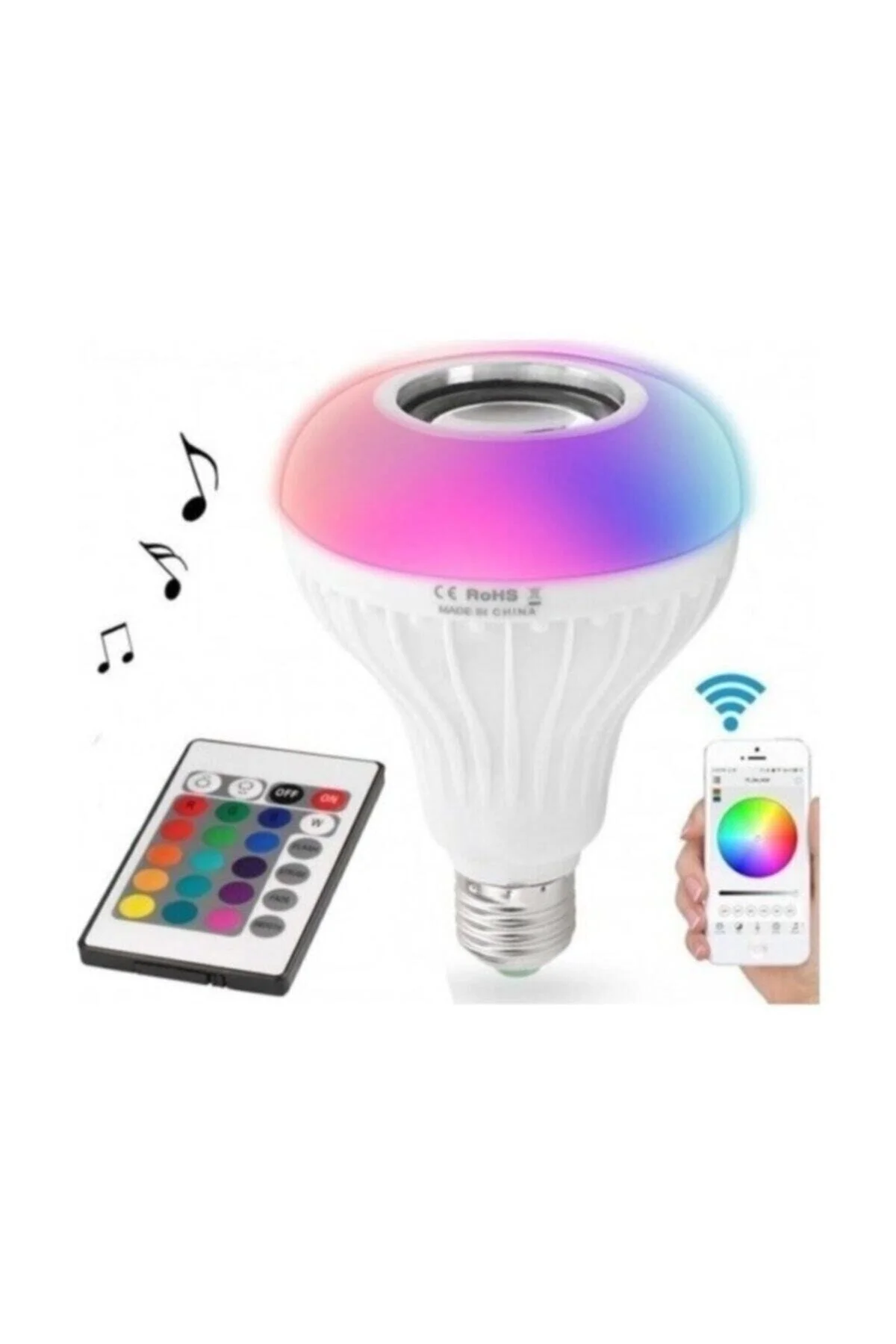 Bluetooth hoparlörlü ve uzaktan kumandalı beyaz LED lamba, 2 yıl garantili - Elektronik