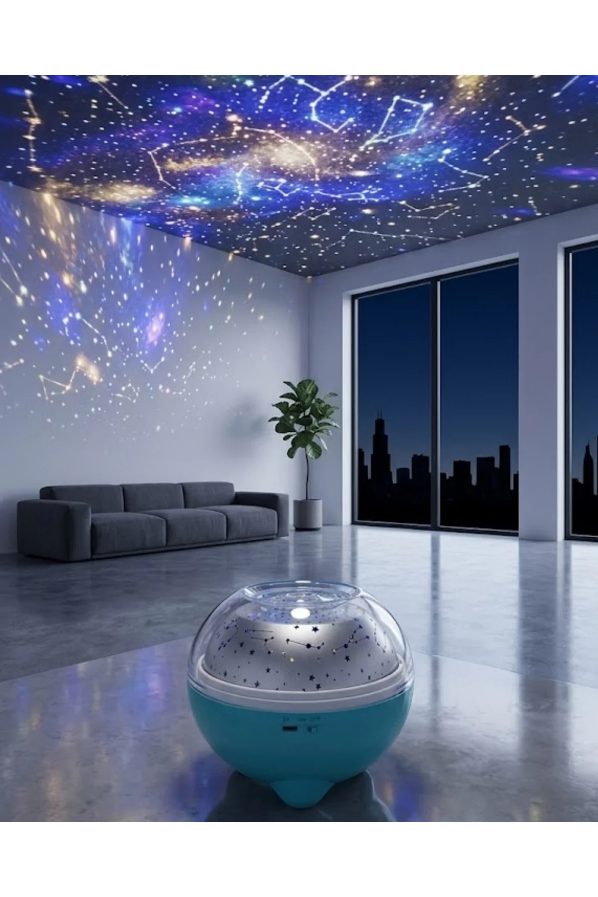 Bluetooth Hoparlörlü Yıldız Projeksiyon Gece Lambası Uzaktan Kuma