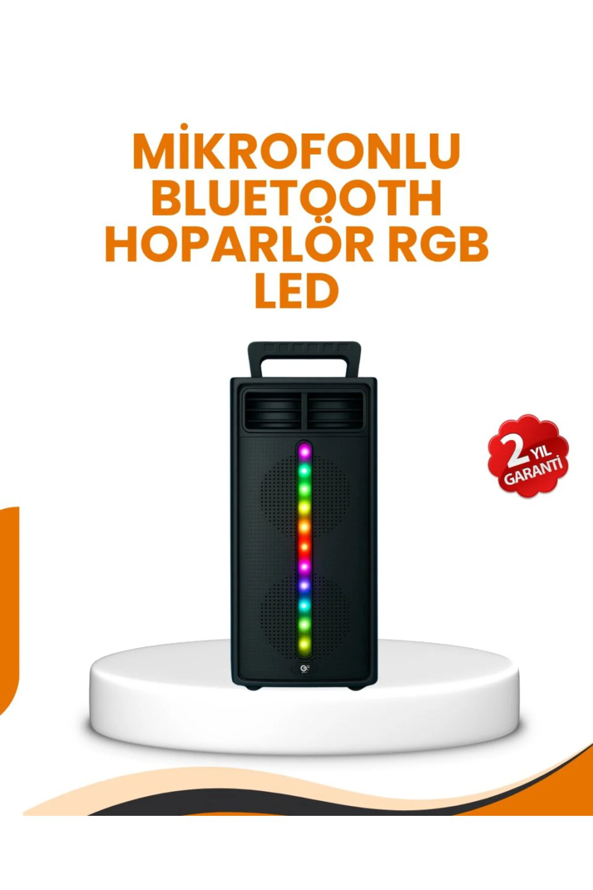 Bluetooth Işıklı Hoparlör – 2x5W Güç | USB + TF Kart + FM Radyo | Siyah Renk