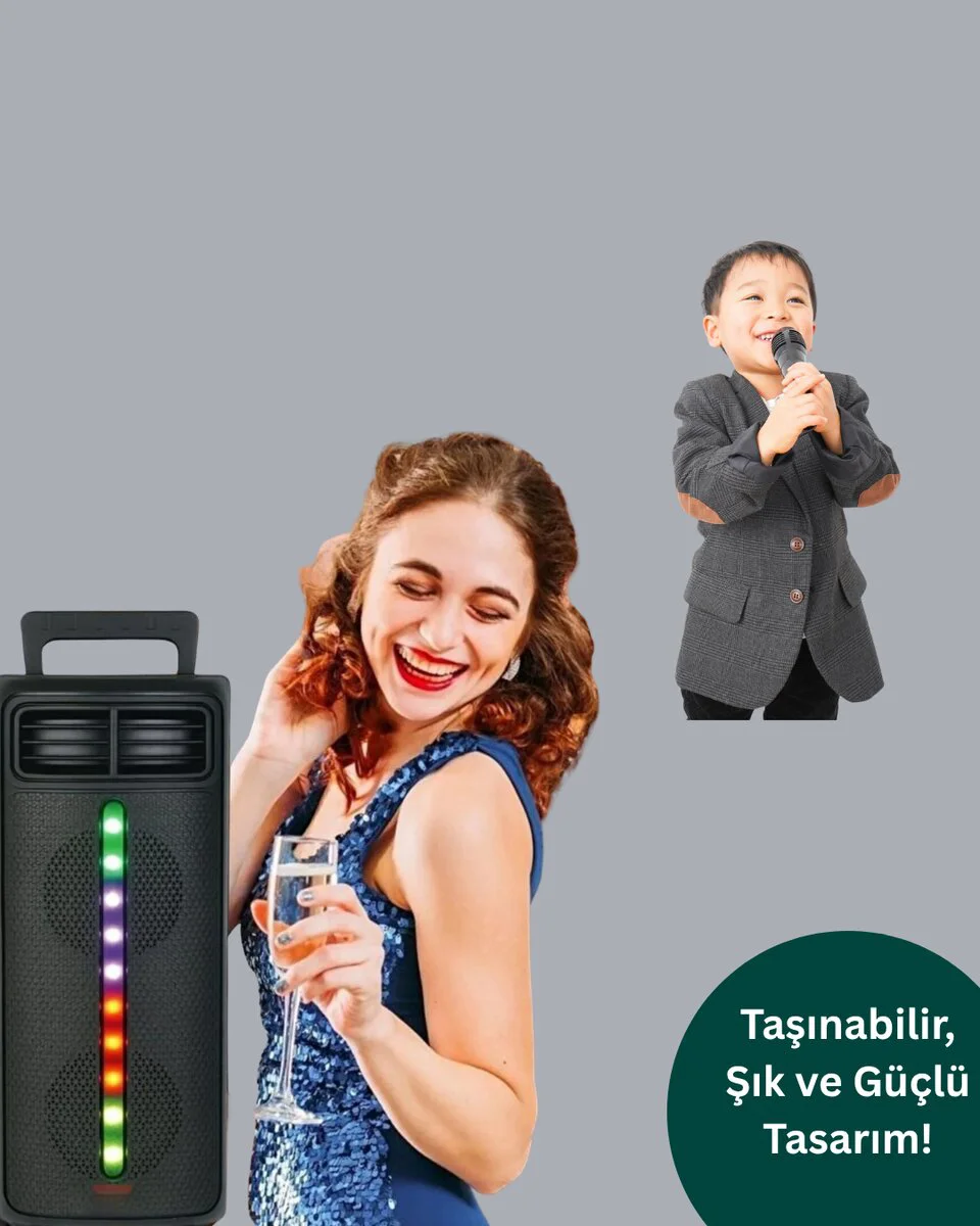 Bluetooth Işıklı Hoparlör – 2x5W Güç | USB + TF Kart + FM Radyo | Siyah Renk (Kopya)