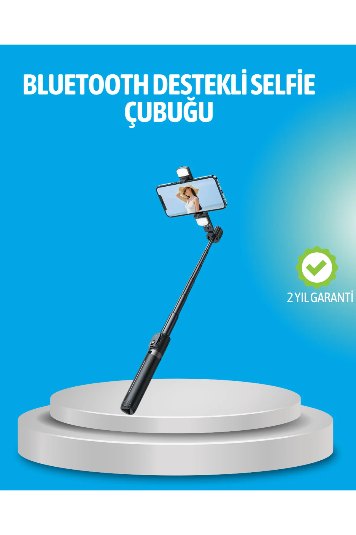 Bluetooth Işıklı Uzaktan Kumandalı Selfie Çubuğu – 130 cm Yüksekl