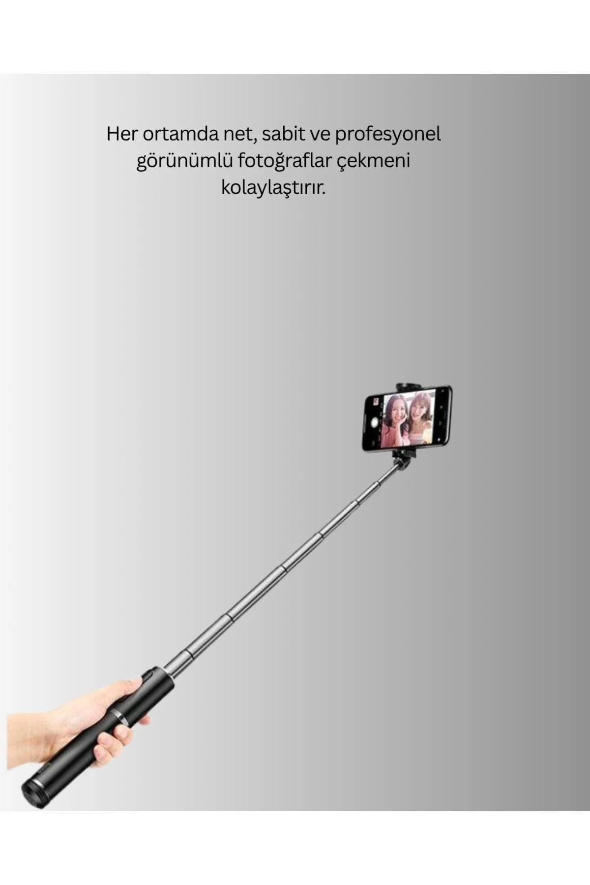 Bluetooth Işıklı Uzaktan Kumandalı Selfie Çubuğu – 130 cm Yüksekl