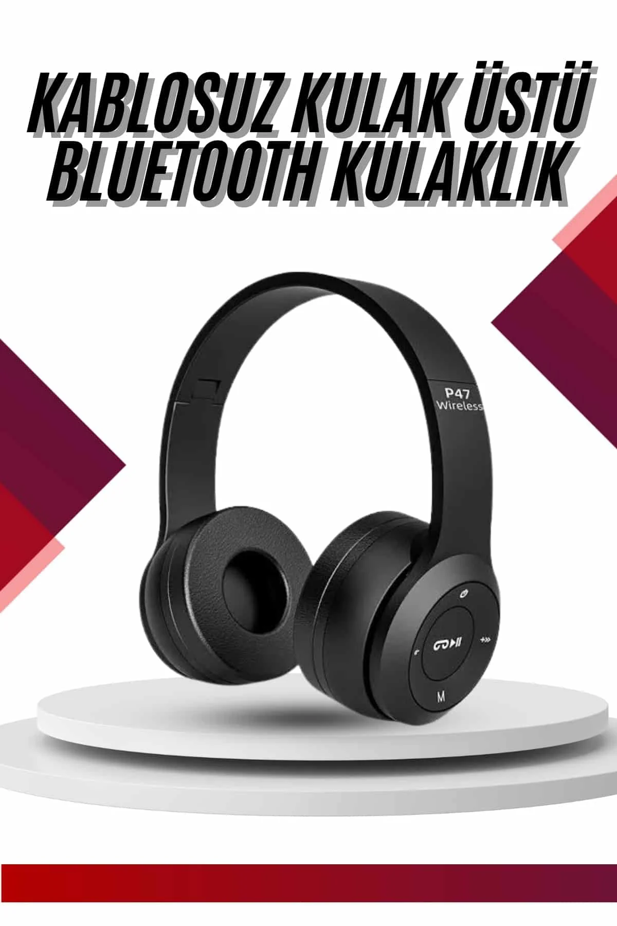 Bluetooth Kablosuz Kulaklık Siyah Wireless 5.0 Kulak Üstü Uzun Pi