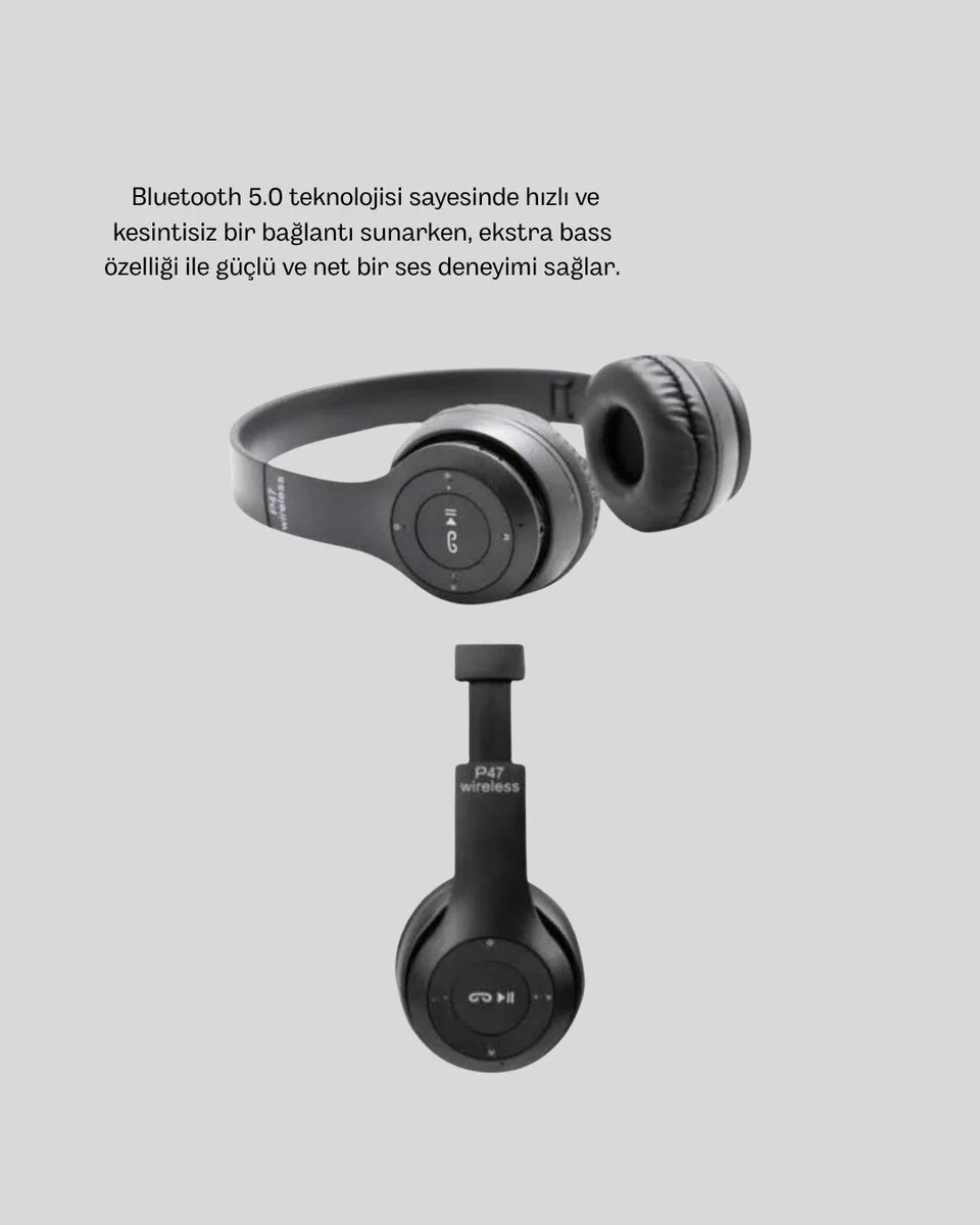 Bluetooth Kablosuz Kulaklık – Extra Bass TF Kart Mikrofonlu Su Geçirmez ve Ergonomik Tasarım