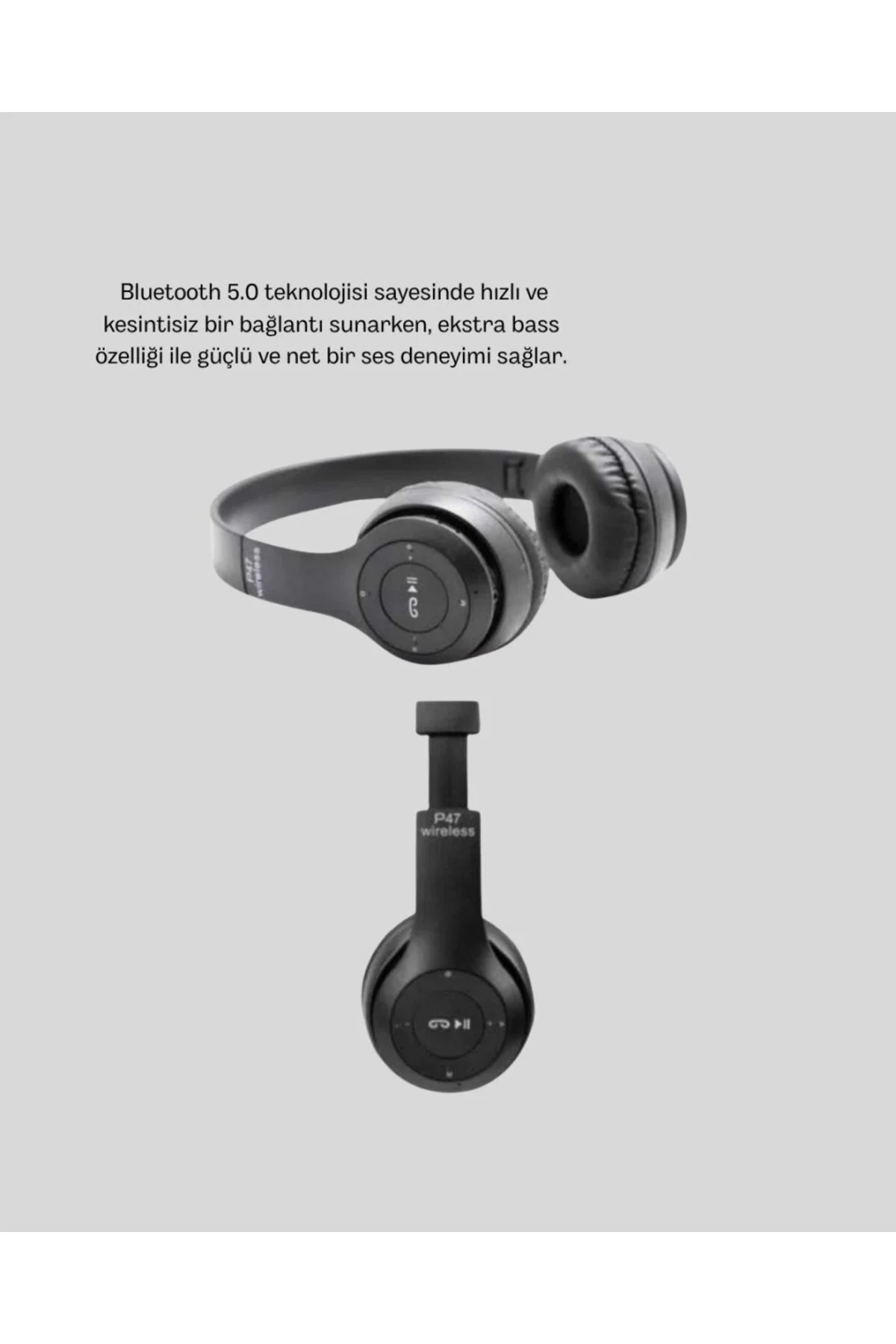 Bluetooth Kablosuz Kulak Üstü Kulaklık Katlanabilir Konforlu ve Ş
