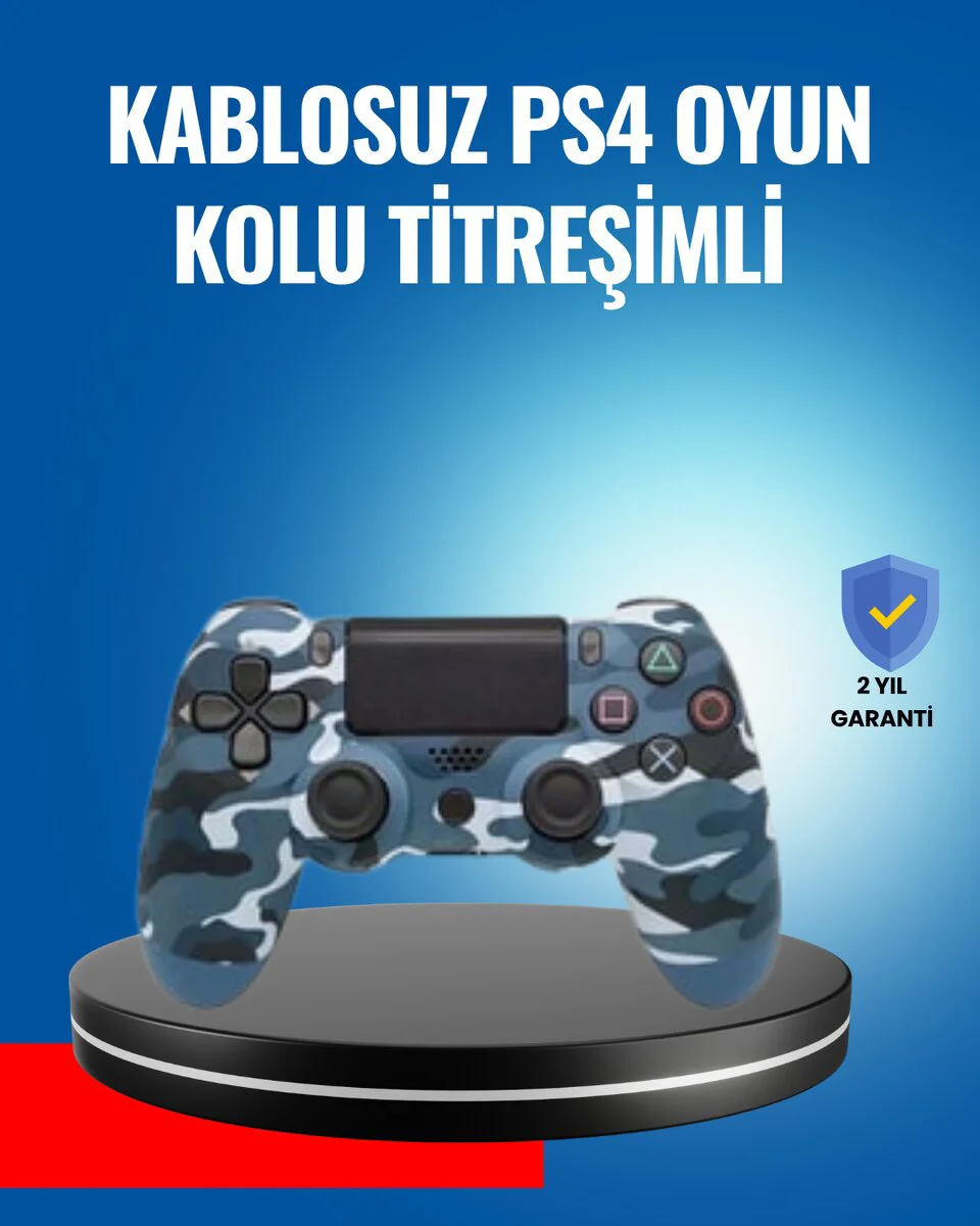 Bluetooth Kablosuz PS4 Gamepad Çift Motorlu Siyah Controller - Yüksek Performanslı ve Ergonomik Oyun Kolu