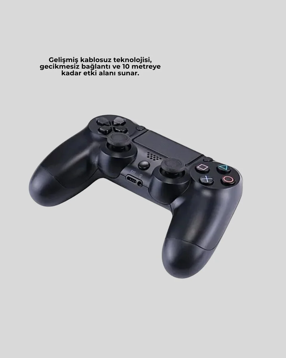 Bluetooth Kablosuz PS4 Gamepad Çift Motorlu Siyah Controller - Yüksek Performanslı ve Ergonomik Oyun Kolu