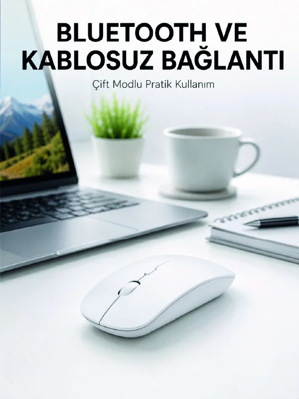 Bluetooth Kablosuz Wireless Mouse Şarjlı Sessiz Ergonomik 5000 DPI Fare