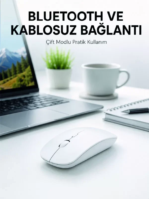 Bluetooth Kablosuz Wireless Mouse Şarjlı Sessiz Ergonomik 5000 DP