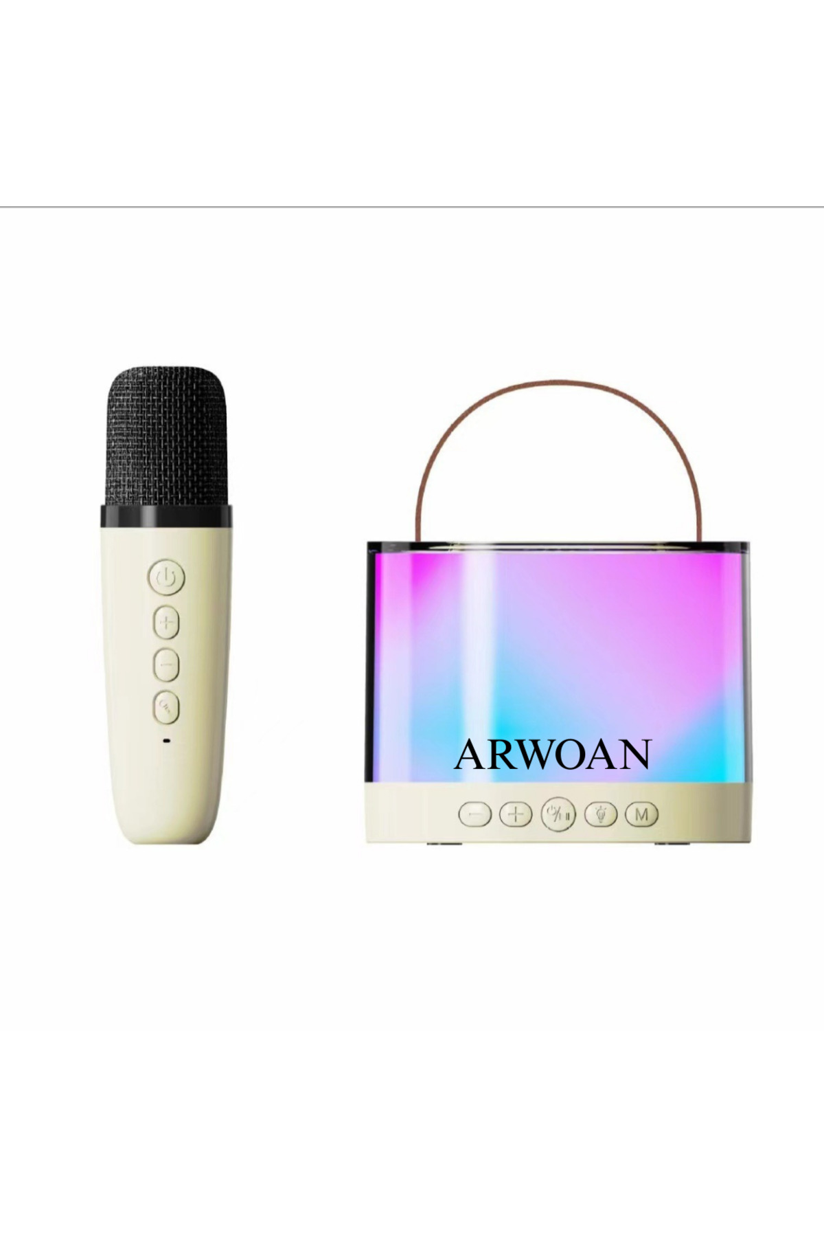 Bluetooth Karaoke Hoparlör ve Kablosuz Mikrofon Seti Işıklı, Taşı