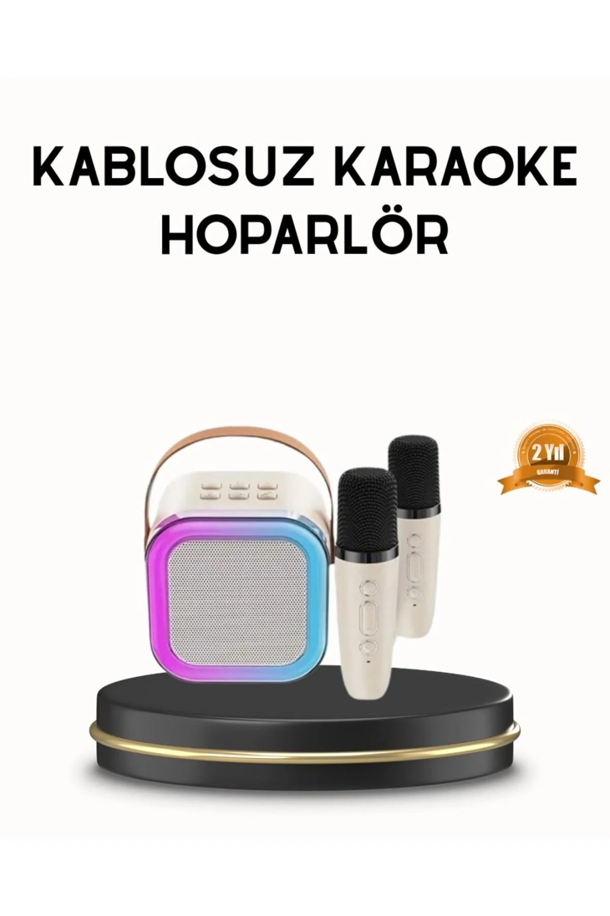 Bluetooth Karaoke Hoparlör Renkli LED Işıklı ve Type-C Şarjlı Bluetooth Karaoke Hoparlör Renkli LED Işıklı ve Type-C Şarjlı
