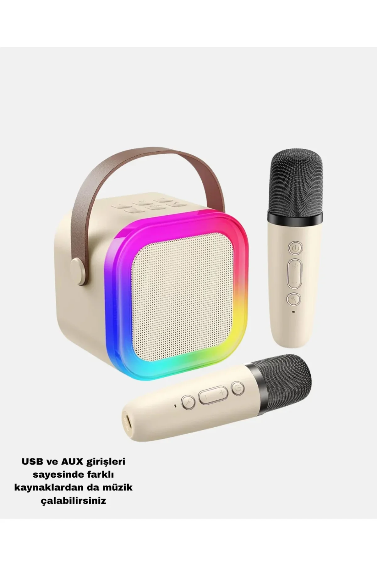 Bluetooth Karaoke Hoparlör Renkli LED Işıklı ve Type-C Şarjlı