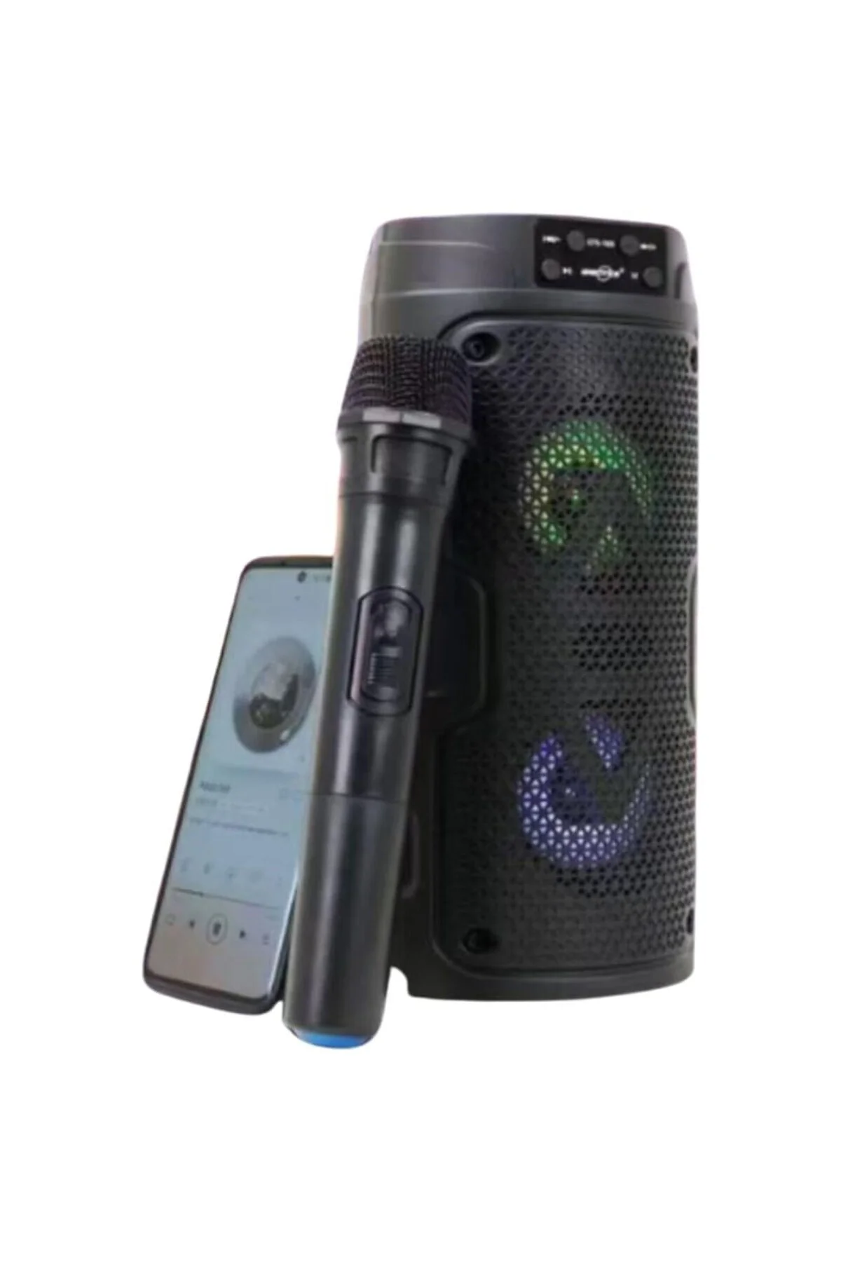 Bluetooth Karaoke Hoparlör, RGB Işıklı, 29 cm, Kablosuz Mikrofonl