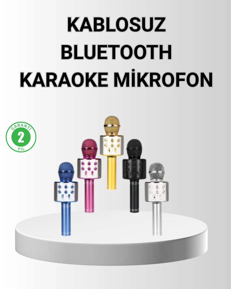 Bluetooth Karaoke Mikrofon - Yüksek Ses Kaliteli Yankı Efekti ve Uzun Ömürlü Pil ile Partiler İçin Mükemmel