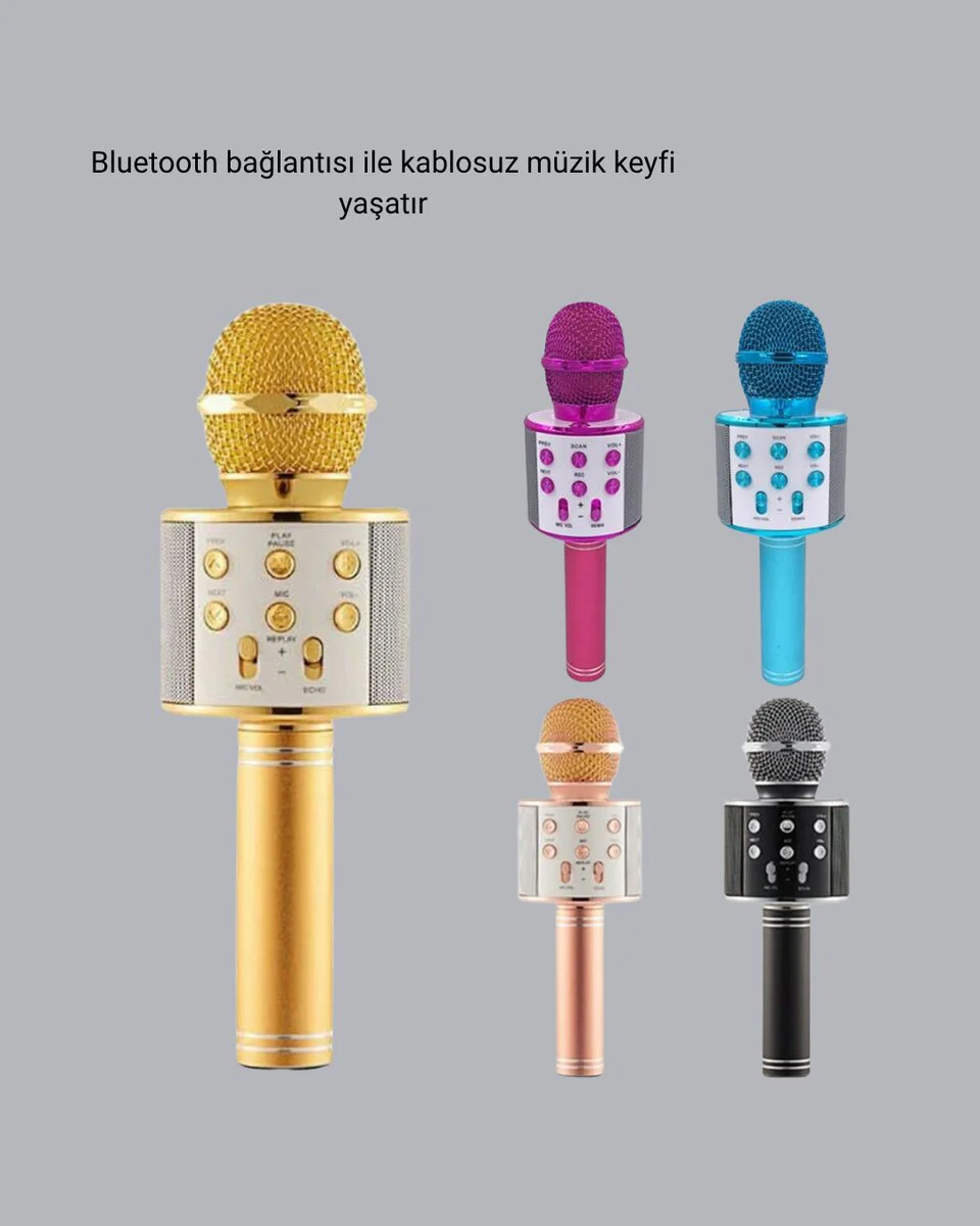 Bluetooth Karaoke Mikrofon - Yüksek Ses Kaliteli Yankı Efekti ve Uzun Ömürlü Pil ile Partiler İçin Mükemmel