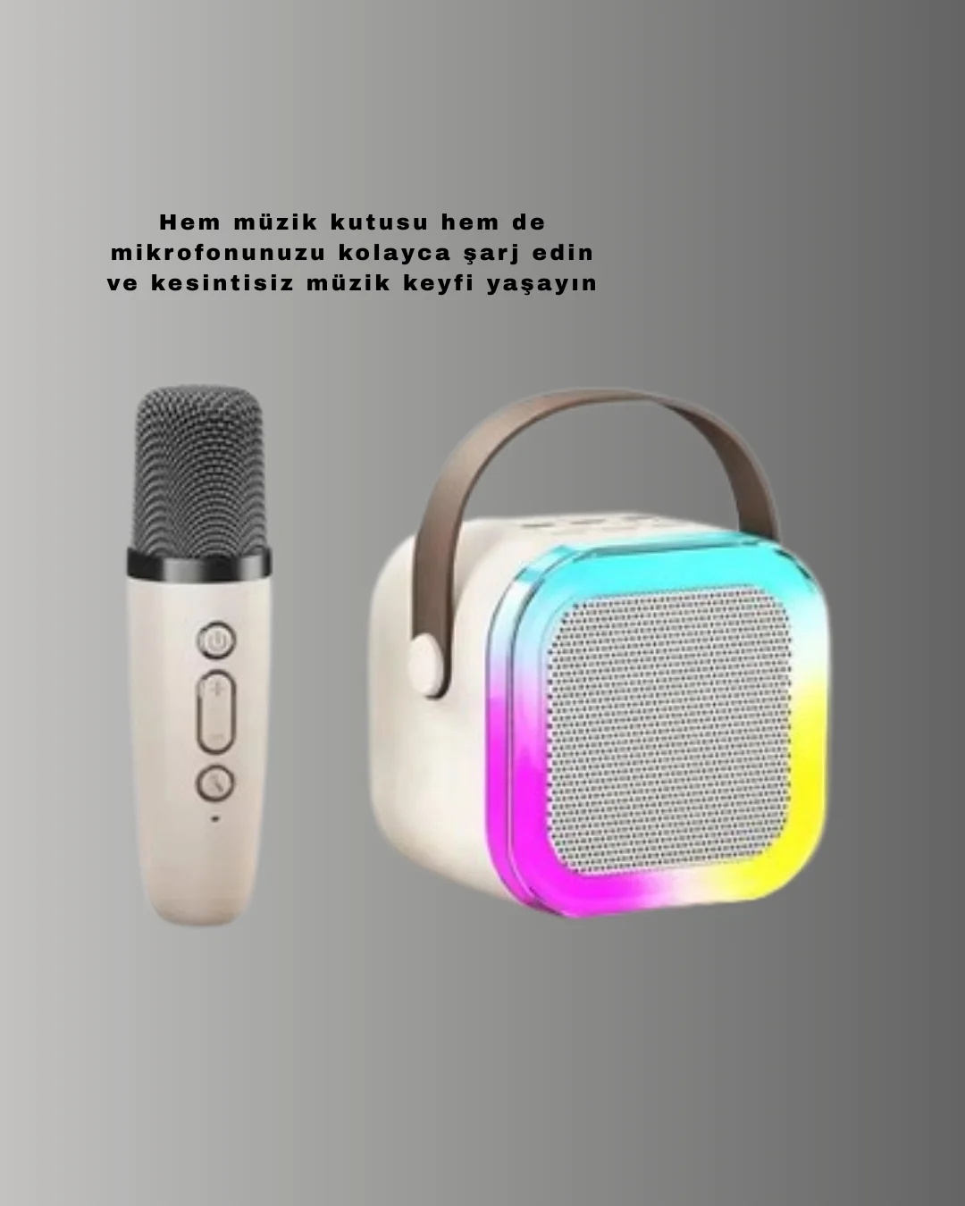 Bluetooth Karaoke Mikrofon ve Hoparlör Seti Taşınabilir