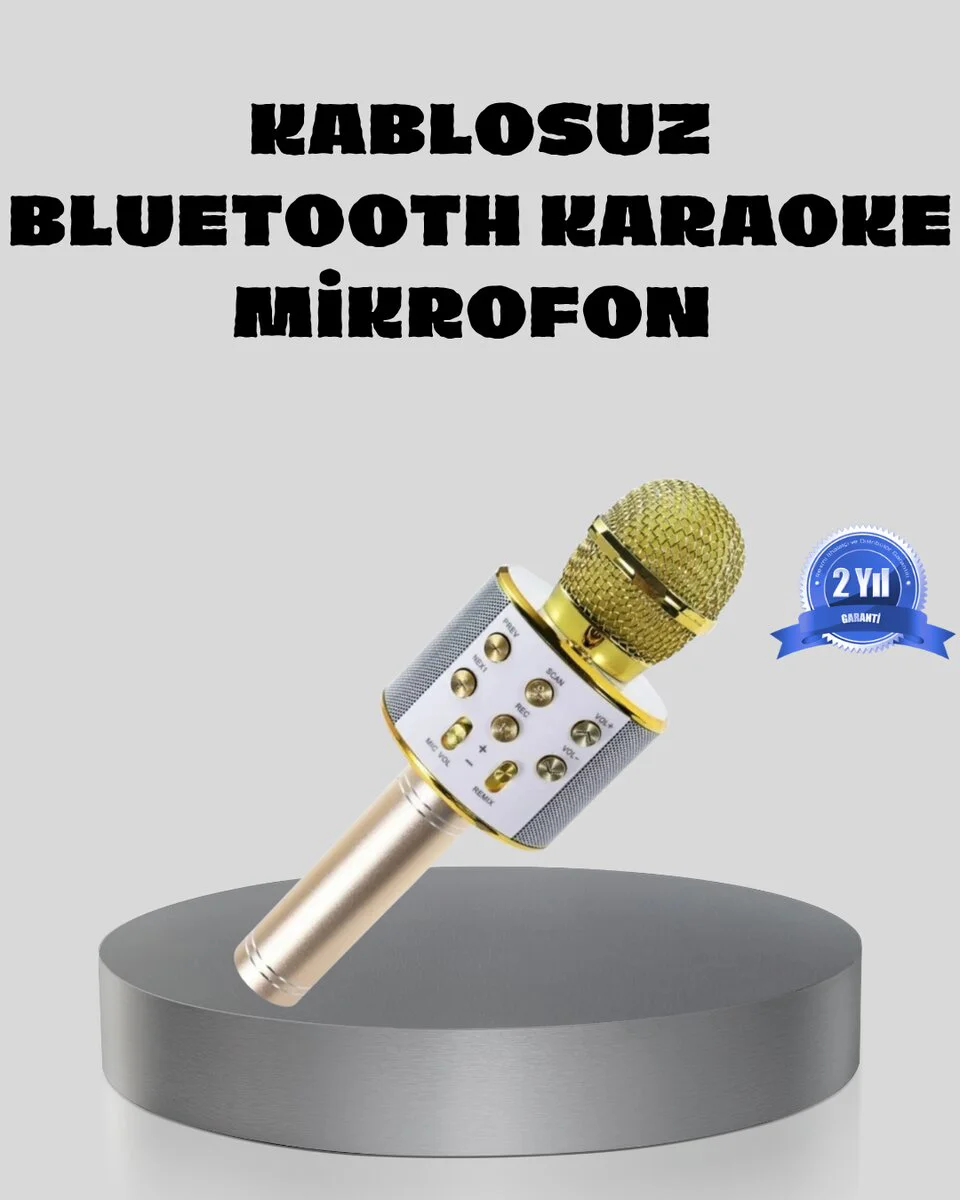 Bluetooth Karaoke Mikrofonu - Şarjlı Uzun Pil Ömürlü Çok Fonksiyonlu