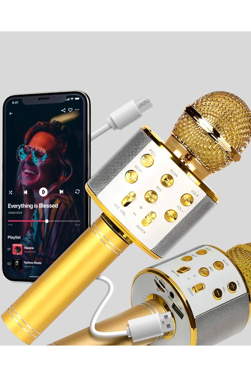Bluetooth Karaoke Mikrofon Şarjlı Uzun Pil Ömürlü Çok Fonksiyonlu