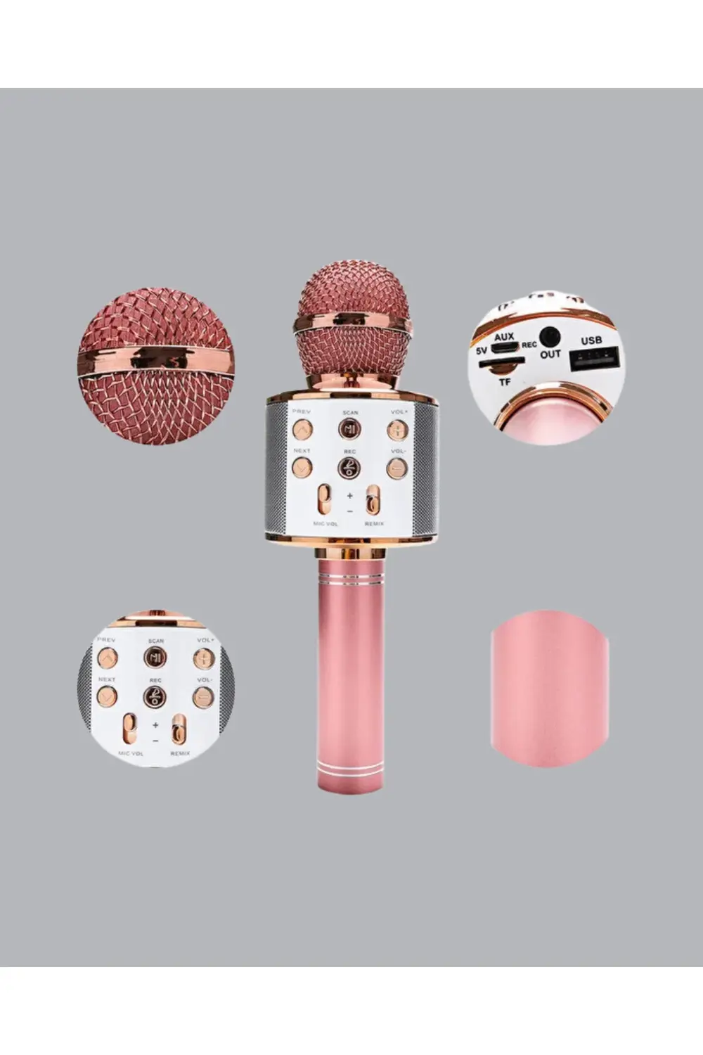 Bluetooth Karaoke Mikrofon – Yüksek Ses Kalitesi, Yankı Efektli,