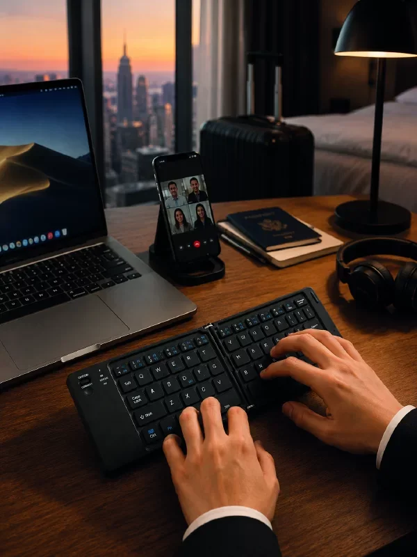 Bluetooth Katlanabilir Klavye - USB-C Şarjlı 3 Cihaz Bağlantılı Taşınabilir Klavye