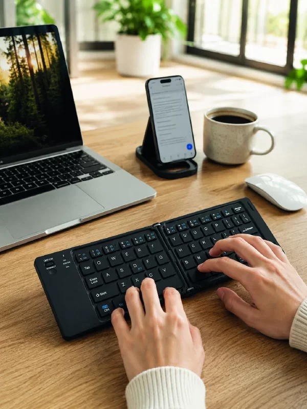 Bluetooth Katlanabilir Klavye - USB-C Şarjlı 3 Cihaz Bağlantılı Taşınabilir Klavye