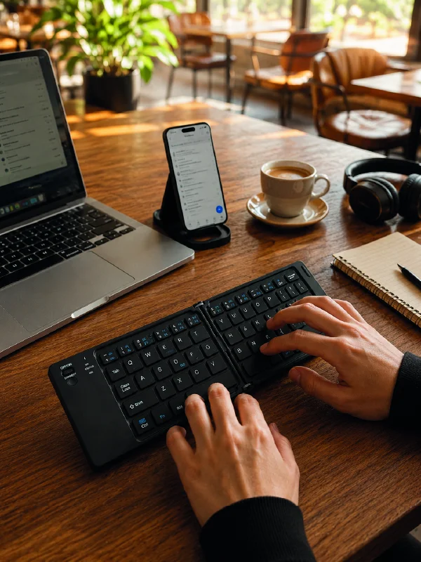 Bluetooth Katlanabilir Klavye USB-C Şarjlı 3 Cihaz Bağlantılı Taşınabilir Klavye