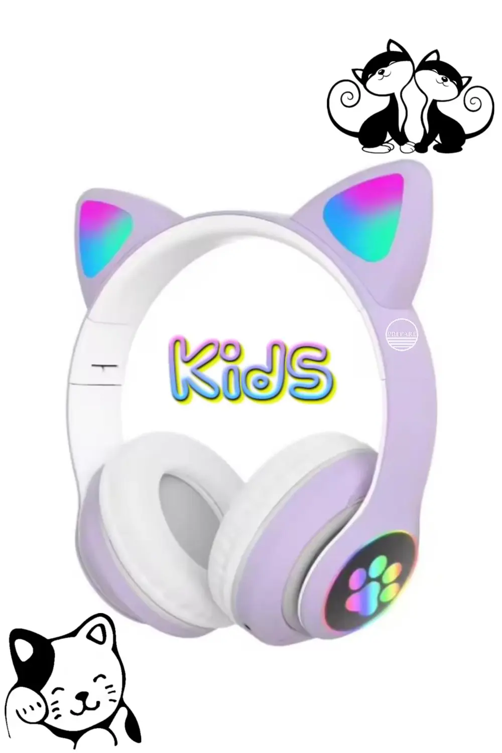 Bluetooth Kedi Kulaklık Aux Girişli Hafıza Kartlı Kulak Üstü Blue