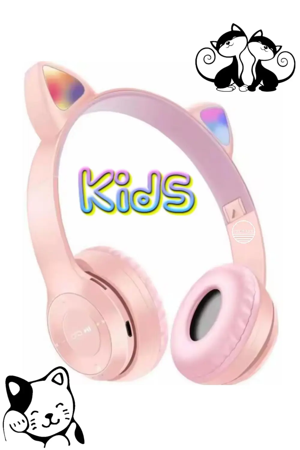 Bluetooth Kedi Kulaklık Aux Girişli Hafıza Kartlı Kulak Üstü Blue