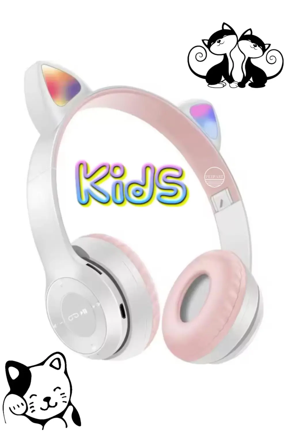 Bluetooth Kedi Kulaklık Aux Girişli Hafıza Kartlı Kulak Üstü Blue