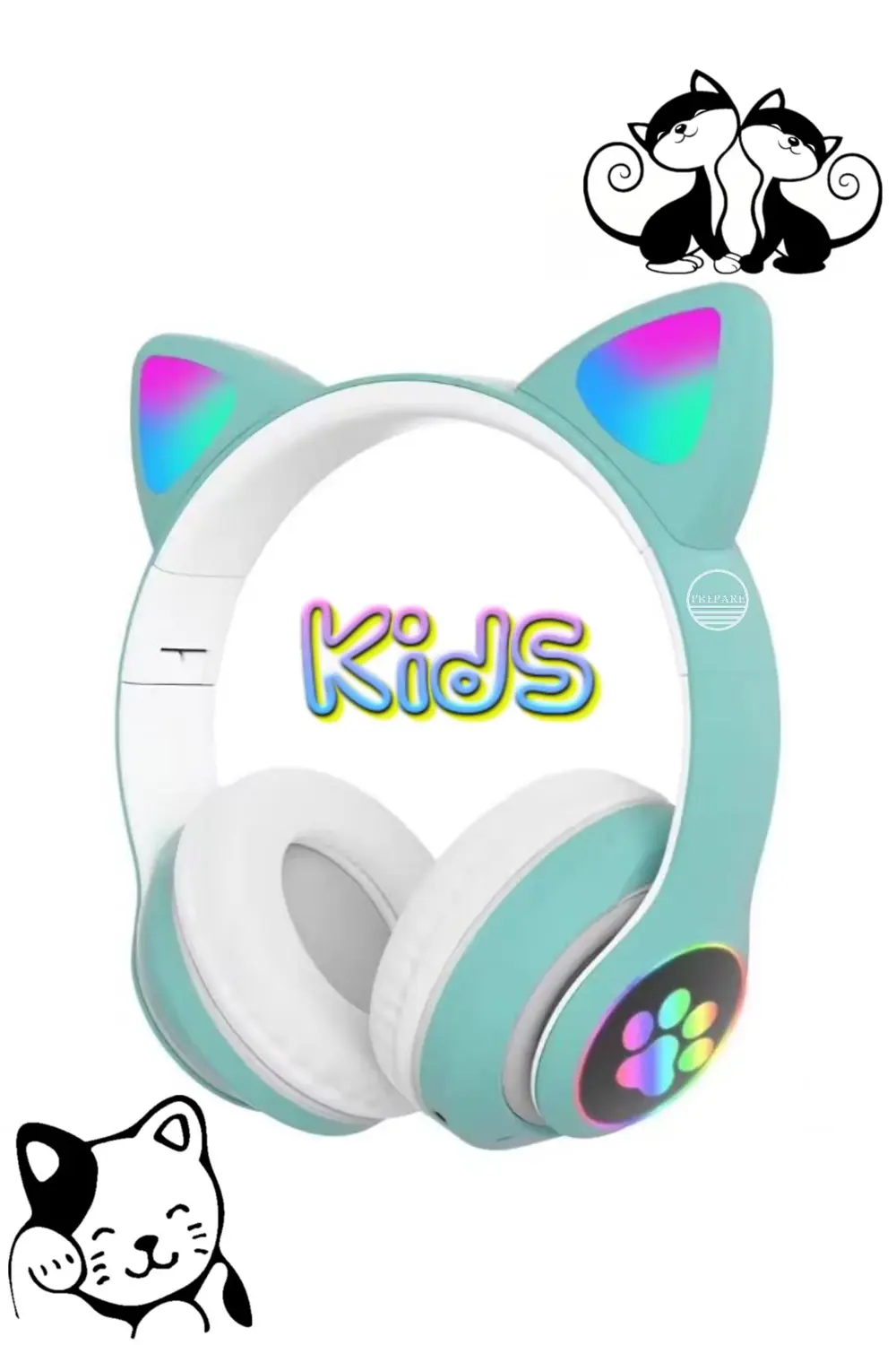 Bluetooth Kedi Kulaklık Aux Girişli Hafıza Kartlı Kulak Üstü Blue