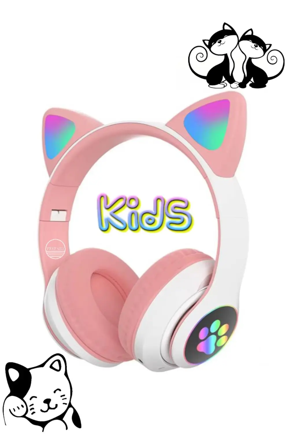 Bluetooth Kedi Kulaklık Aux Girişli Hafıza Kartlı Kulak Üstü Blue