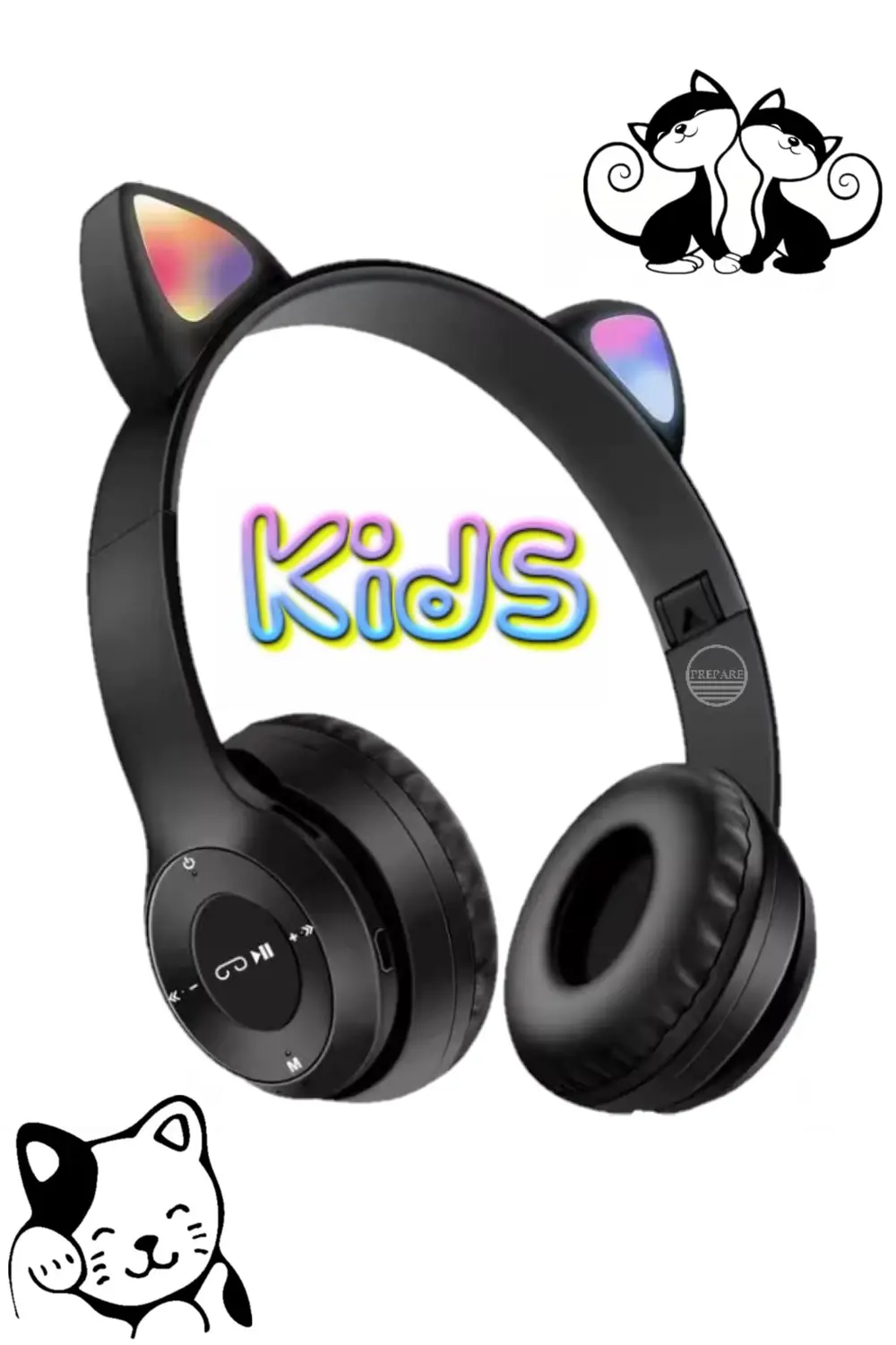 Bluetooth Kedi Kulaklık Aux Girişli Hafıza Kartlı Kulak Üstü Blue