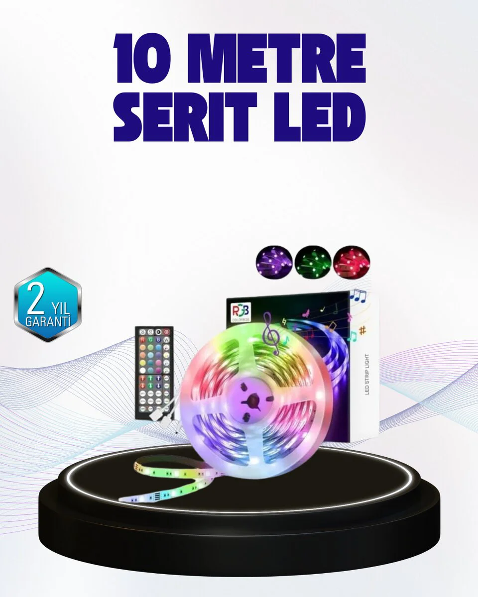 Bluetooth Kontrollü Smart Şerit Led 10M Sese Duyarlı RGB Aydınlatma - Bluetooth LED Şerit