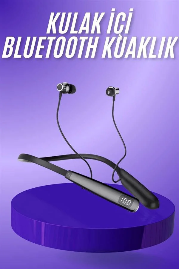 Bluetooth Kulaklık 100 Saat Pil Süresi - Şarj Göstergeli Sporcu Kulaklığı