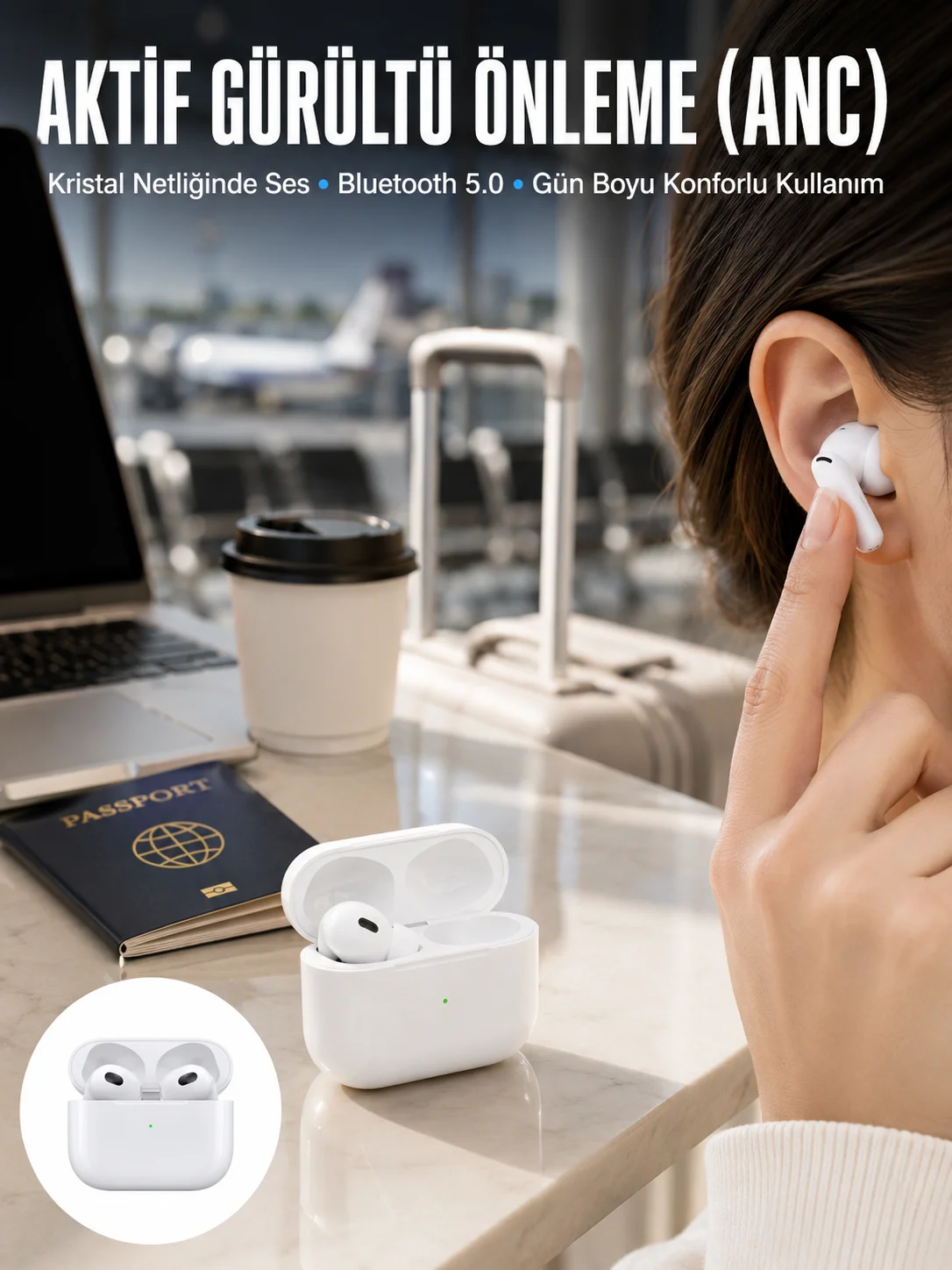 Bluetooth Kulaklık 3.Nesil Kablosuz Uzun Pil Ömrü Dokunmatik Kontrol Yeni Nesil