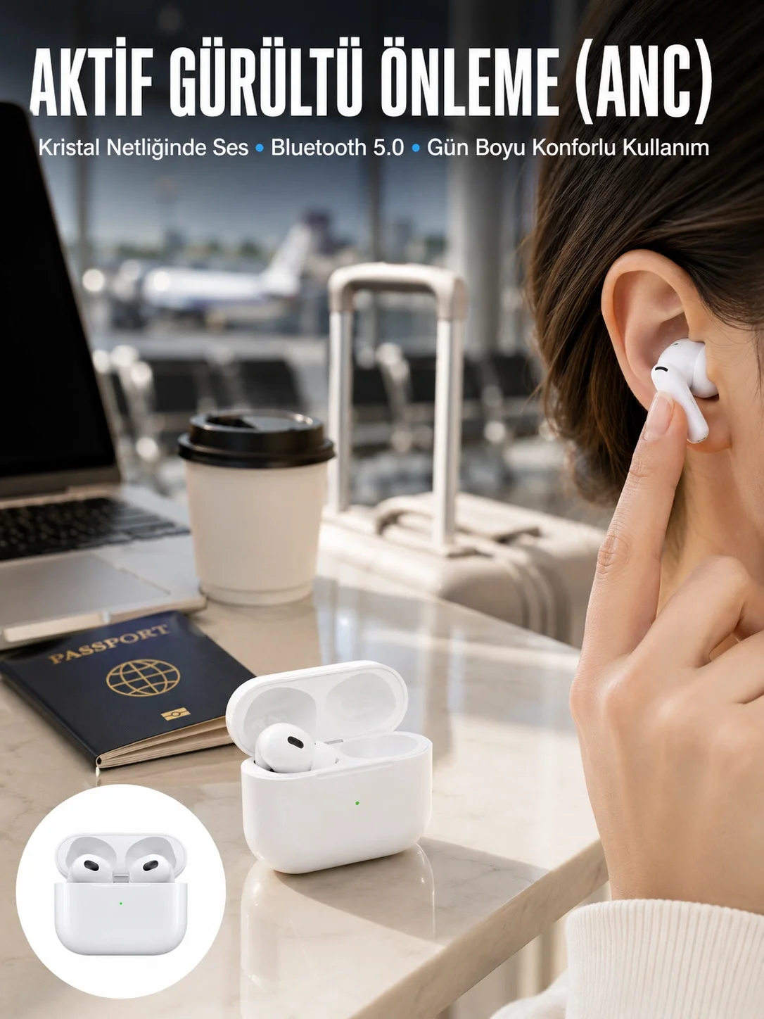 Bluetooth Kulaklık 3.Nesil Kablosuz Uzun Pil Ömrü Dokunmatik Kont