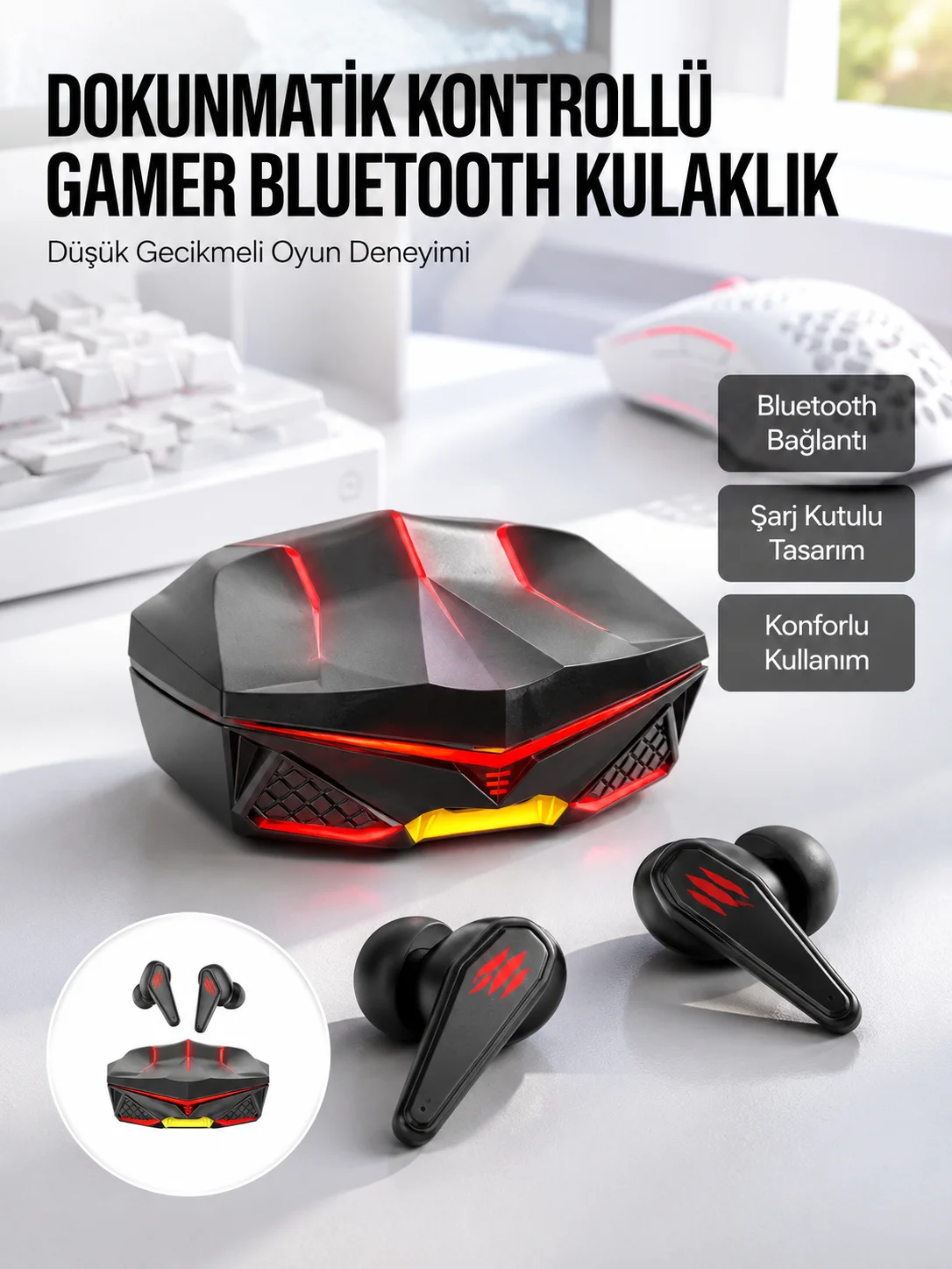 Bluetooth Kulaklık HD Ses Kaliteli Işıklı Metal Kasa Ios Android Uyumlu Mikrofonlu Yeni Nesil