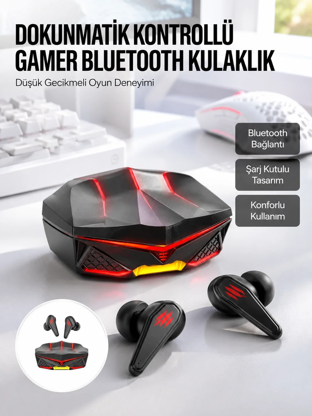 Bluetooth Kulaklık HD Ses Kaliteli Işıklı Metal Kasa Ios Android Uyumlu Mikrofonlu Yeni Nesil
