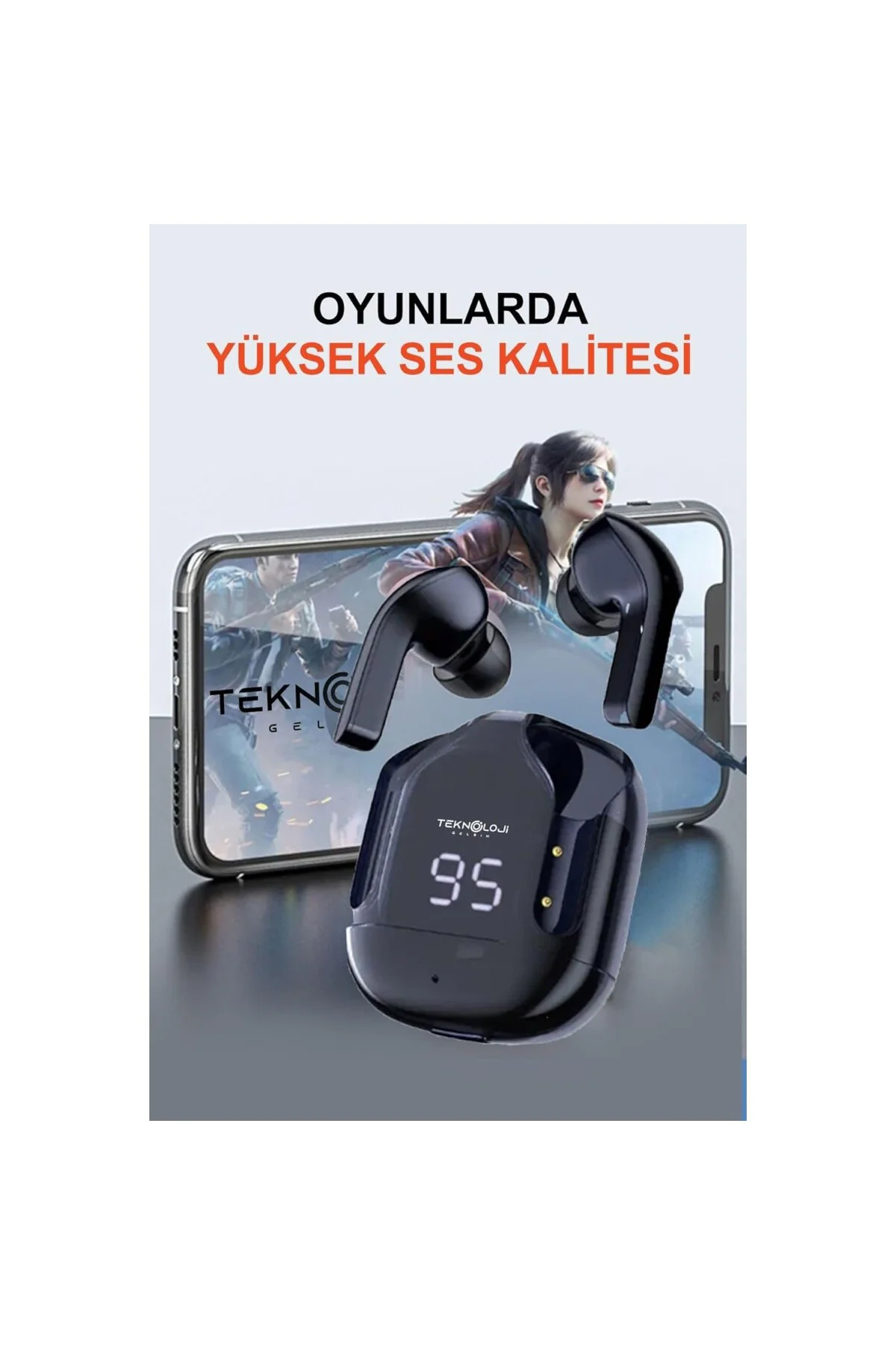 Bluetooth Kulaklık Kablosuz Ultrapods Dijital Göstergeli Gaming Dokunamtik Enc Mipods V5.3 YeniNe