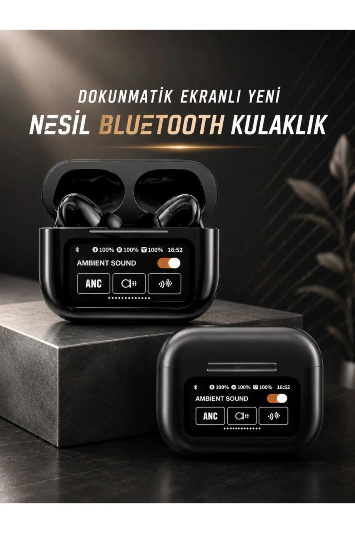 Bluetooth Kulaklık Kablosuz Ekranlı Anc/enc Destekli Dokunmatik